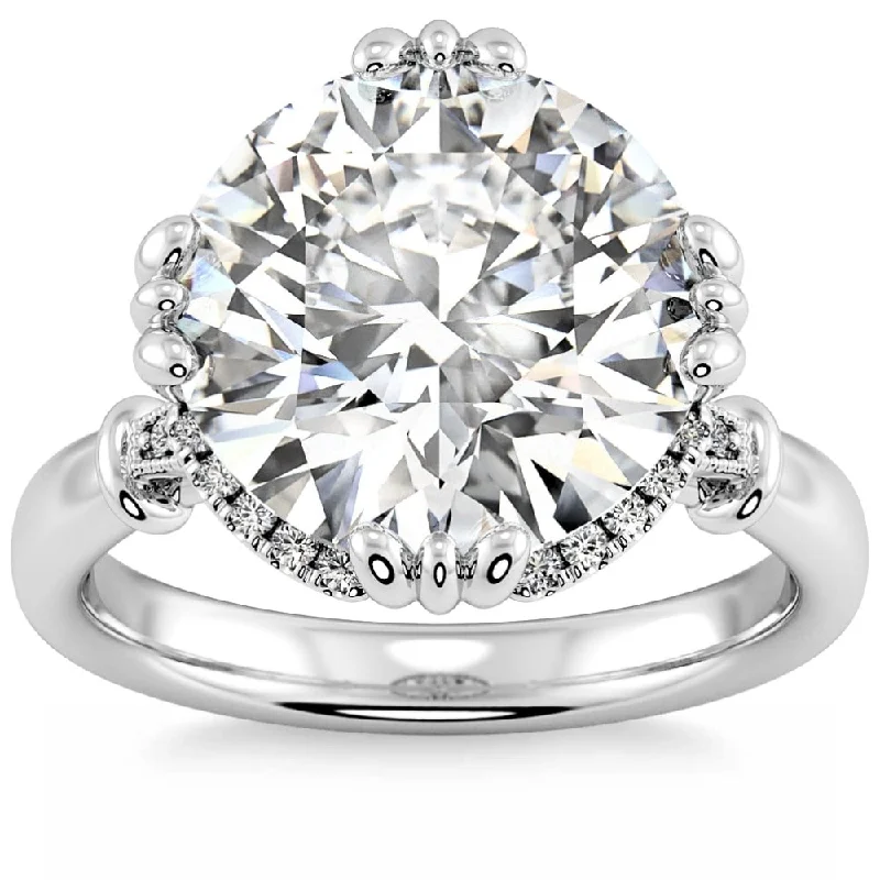 Ladies unique diamond engagement ring-Certifed 5 1/2Ct Round Diamond Engagement Ring Gold Lab Grown