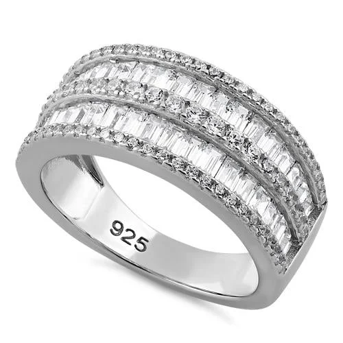 Ladies handmade diamond ring-Sterling Silver Exquisite CZ Ring