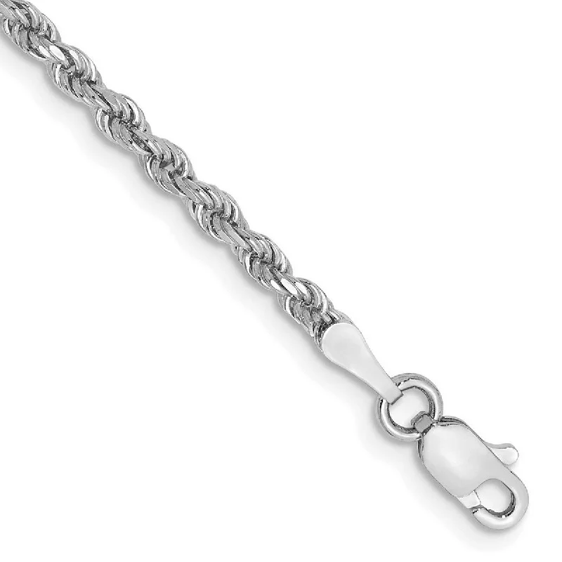 Ladies bangle bracelet-Curata 10k White Gold 2.25mm Sparkle Cut Rope Chain Bracelet Options" 7" 8"