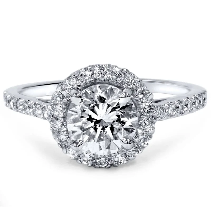 Ladies budget engagement ring-1 1/2ct Diamond Halo Engagement Ring White Gold