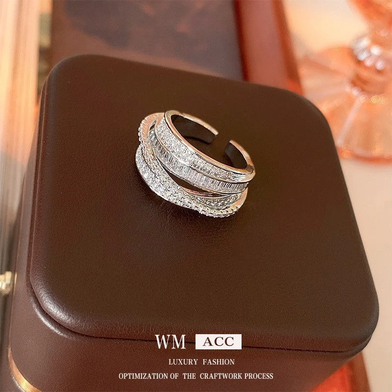 16# Generation Platinum Zircon Multi-Layer Open Ring