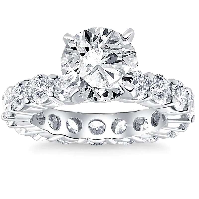 Ladies unique wedding engagement ring-5 1/2Ct TW Round Cut Diamond Eternity Engagement Ring White Gold Lab Grown