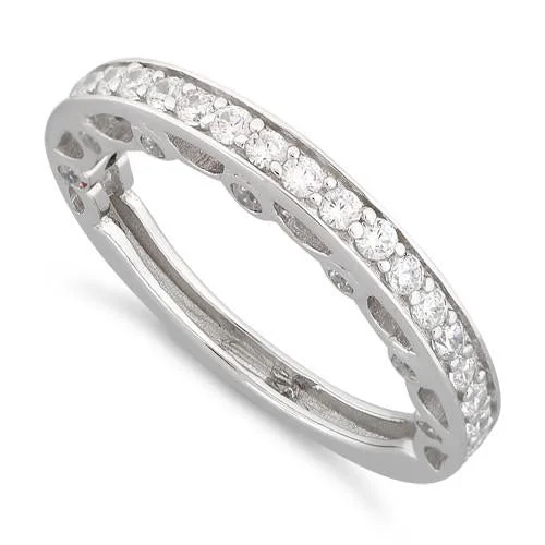 Ladies gold-plated ring-Sterling Silver Half Eternity Clear CZ Ring