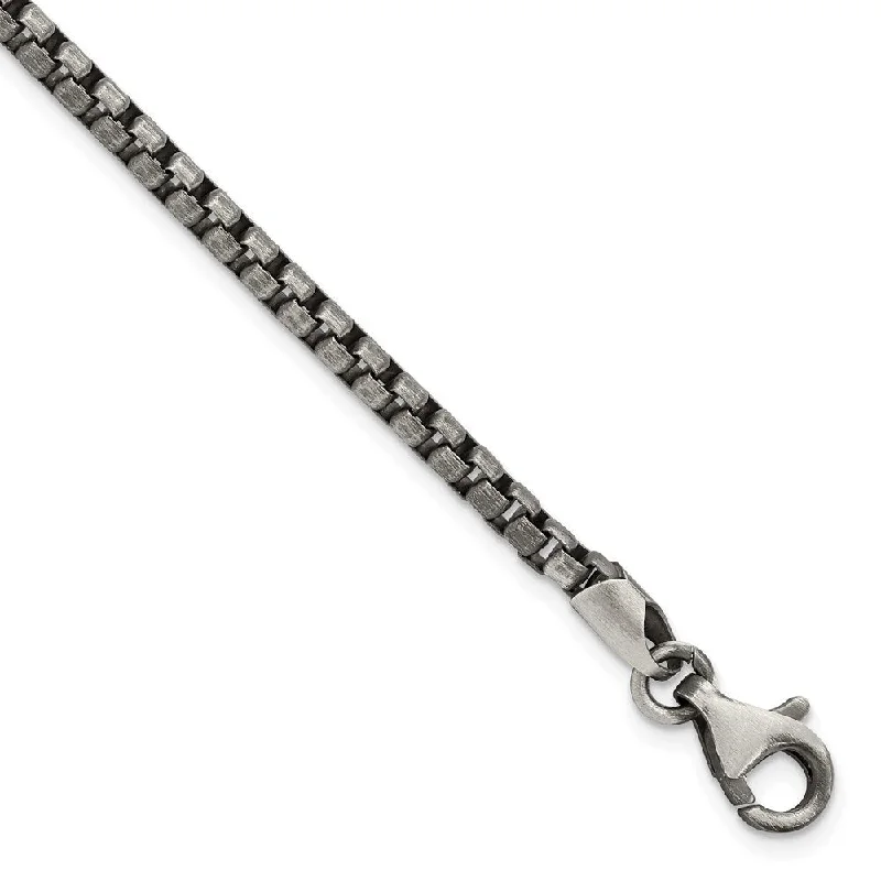 Ladies braided bracelet-925 Sterling Silver Antiqued Brushed Bracelet, 8" (W-3.36mm)