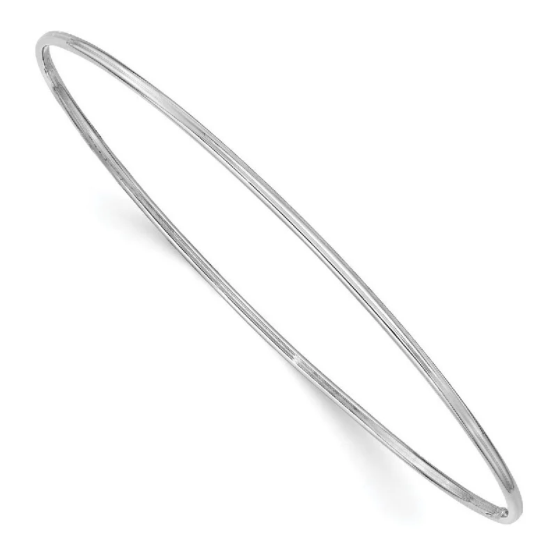 Ladies delicate bracelet-Curata 10k White Gold 8" 1.5mm Polished Thin Slip on Bangle Bracelet