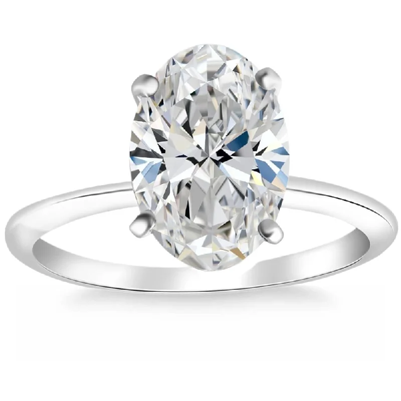 Ladies multi-stone engagement ring-Certified 2.70Ct Oval Diamond Solitaire Engagement Ring Gold Lab Grown