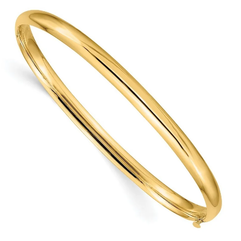 Ladies chunky bracelet-Curata 10k Yellow Gold 7" 5mm High Polished Hinged Bangle Bracelet