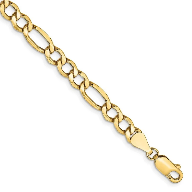 Ladies pearl bracelet-Curata 14k Yellow Gold 5.75mm Semi Solid Figaro Chain Bracelet Options: 7" 8"