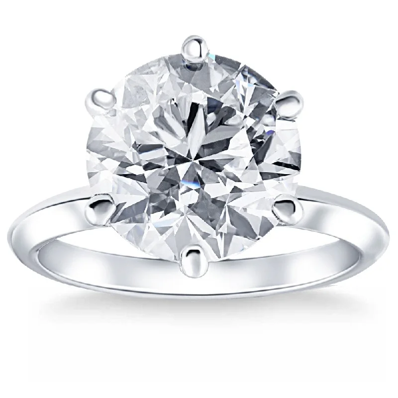 Ladies simple engagement ring-Certified 7.10Ct G/VS Solitaire Diamond Engagement Ring 14k White Gold Lab Grown