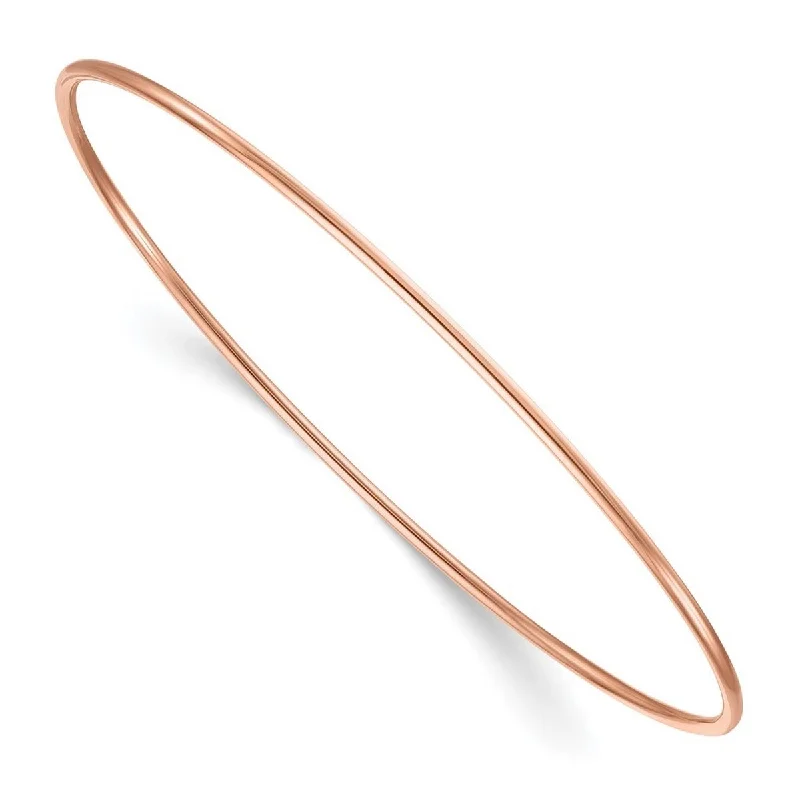 Ladies bangle set-Curata 14k Rose Gold 8" 1.5mm Polished Thin Slip on Bangle Bracelet