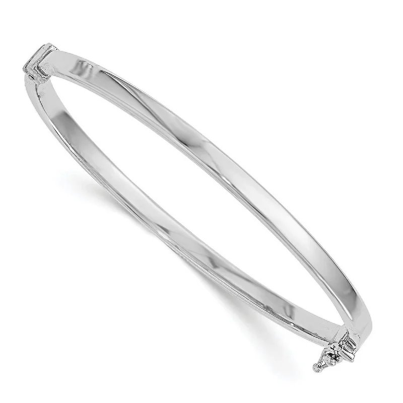 Ladies trendy cuff bracelet-Curata 14k White Gold Safety clasp Polished Hinged Cuff Stackable Bangle Bracelet