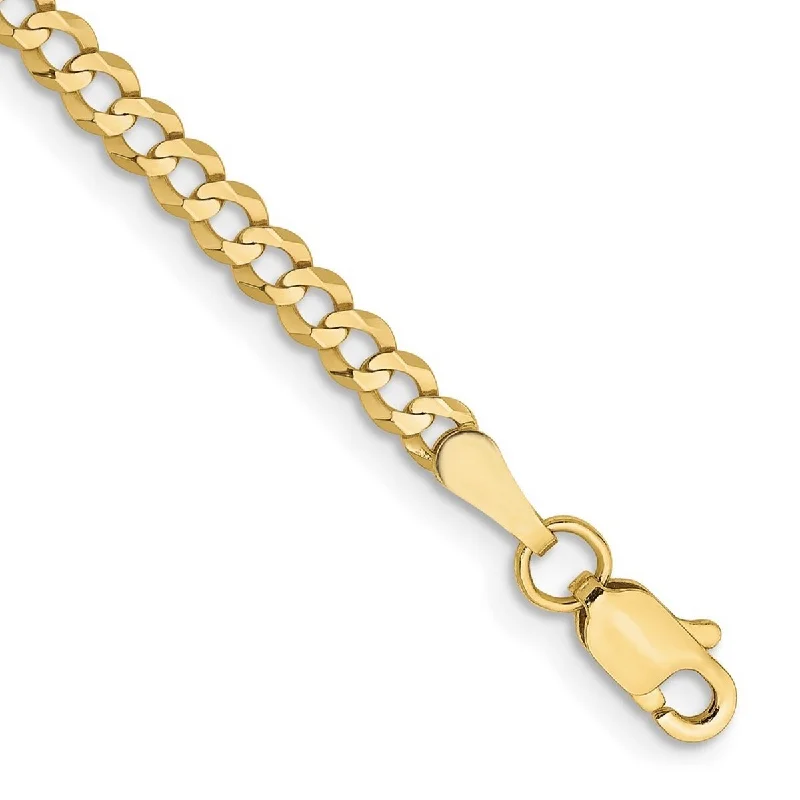 Ladies stacked bracelet-Curata 10k Yellow Gold 3.1mm Light Flat Miami Curb Chain Bracelet Options: 7" 8"