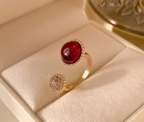 52# Real Gold Electroplated Zircon Circle Open Ring