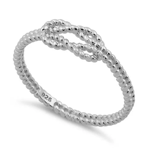 Ladies oval ring-Sterling Silver String Reef Knot Ring