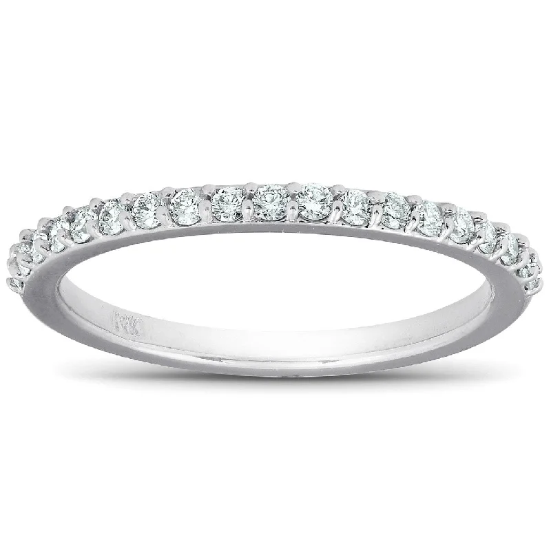 Ladies affordable diamond engagement ring-1/4Ct Diamond Ring Matching Engagement Band White Gold