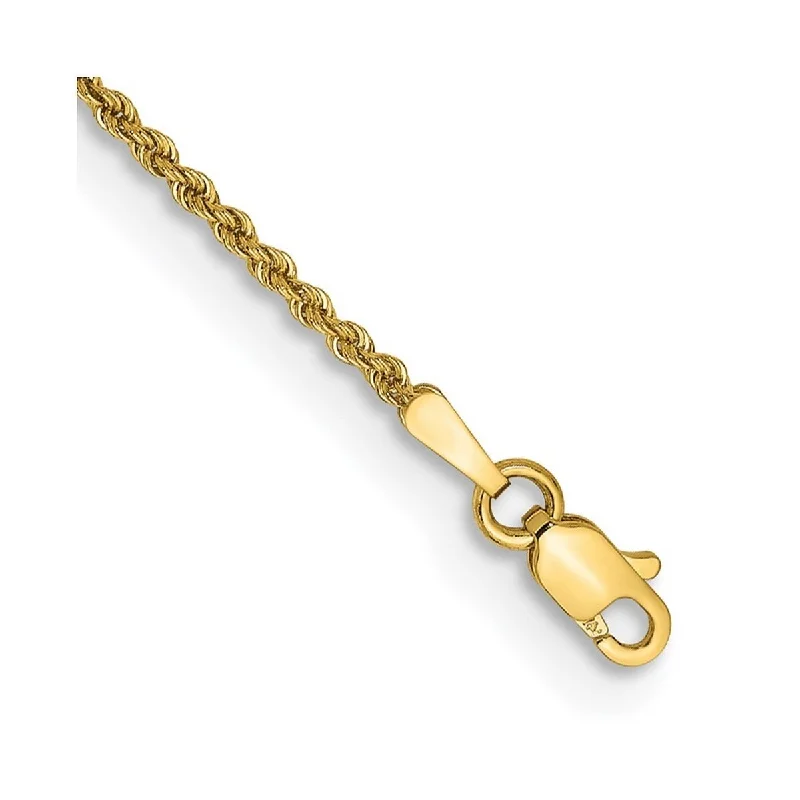 Ladies pearl charm bracelet-Curata 10k Yellow Gold 1.5mm Regular Rope Chain Bracelet Options: 7" 8"