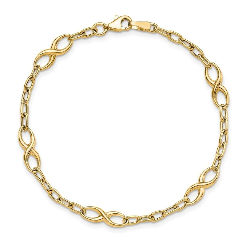 Ladies beaded stretch bracelet-Curata 10k Yellow Gold 7.5" 5mm Polished Infinity Symbol Link Bracelet