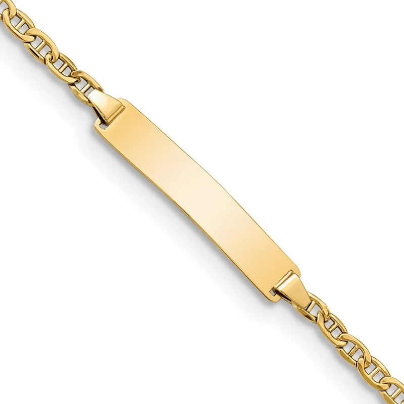 Ladies classic bracelet-Curata 14k Yellow Gold 4.5mm Semi Solid Mariner Anchor ID Bracelet Options: 7" 8"