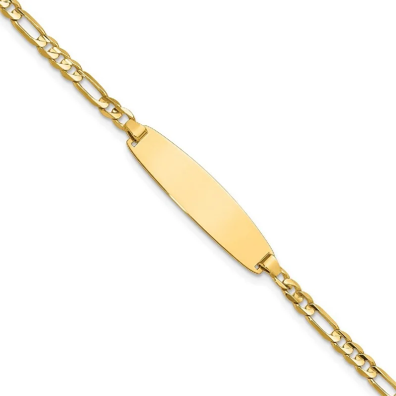 Ladies simple bracelet-Curata 14k Yellow Gold 3mm Figaro Link ID Bracelet Options: 7" 8"