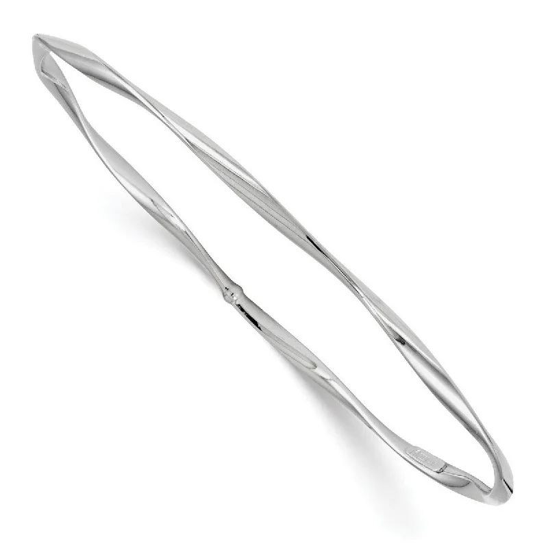 Ladies classic bangle-Curata 14k White Gold 8" 2.5mm Slip on Polished Twisted Bangle Bracelet