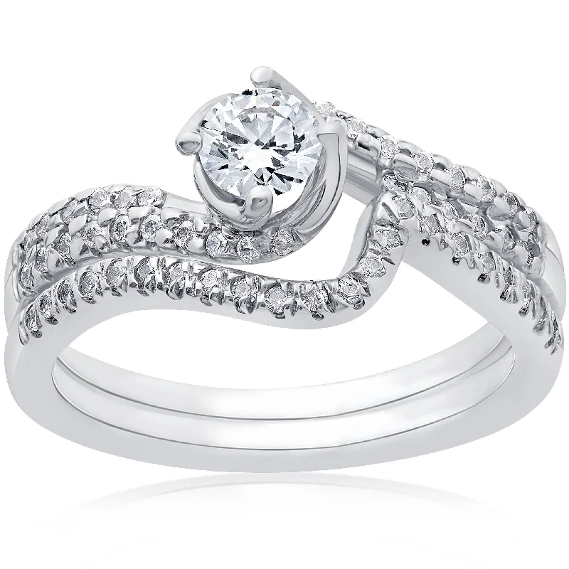 Ladies luxury engagement ring-1ct Diamond Engagement Ring Set White Gold