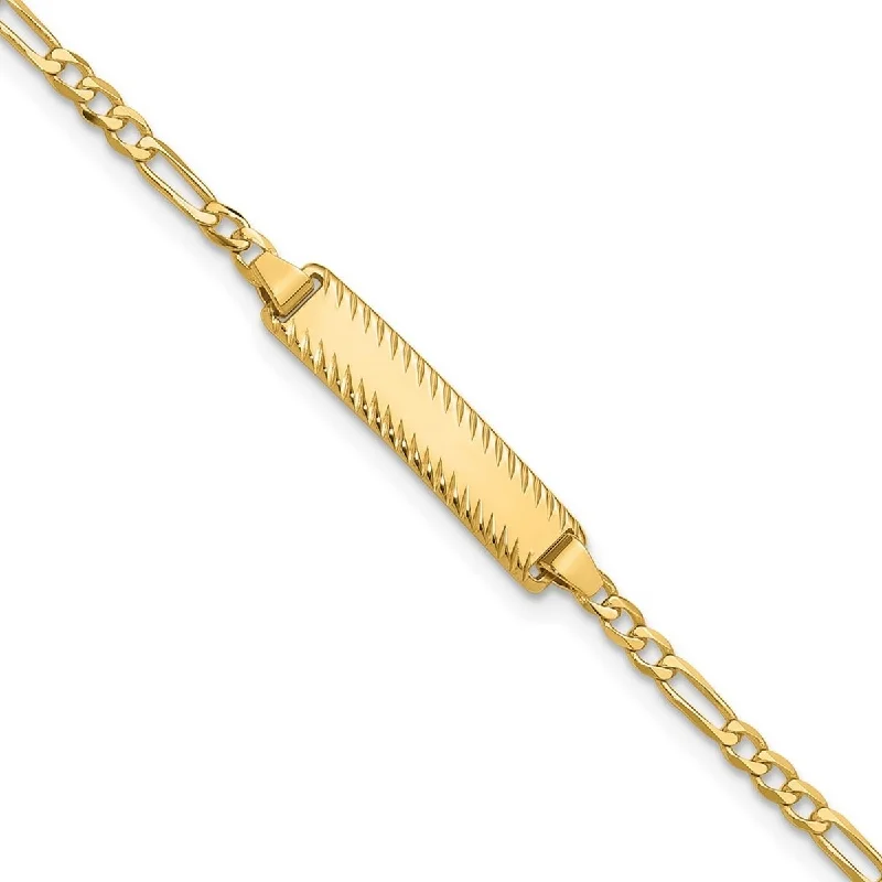 Ladies trendy bracelet-Curata 14k Yellow Gold 5mm Figaro Link ID Bracelet Options: 7" 8"