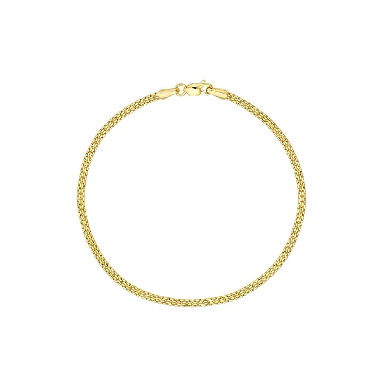 Ladies men’s bangle bracelet-Curata 14k Yellow Gold 7.5" 2.5mm Bismark Chain Layering Bracelet