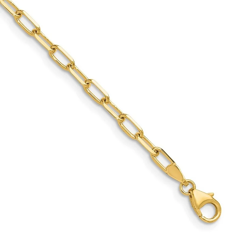 Ladies customized bracelet-Curata 14k Yellow Gold 3mm Solid Beveled Paperclip Chain Bracelet Options: 7" 8"