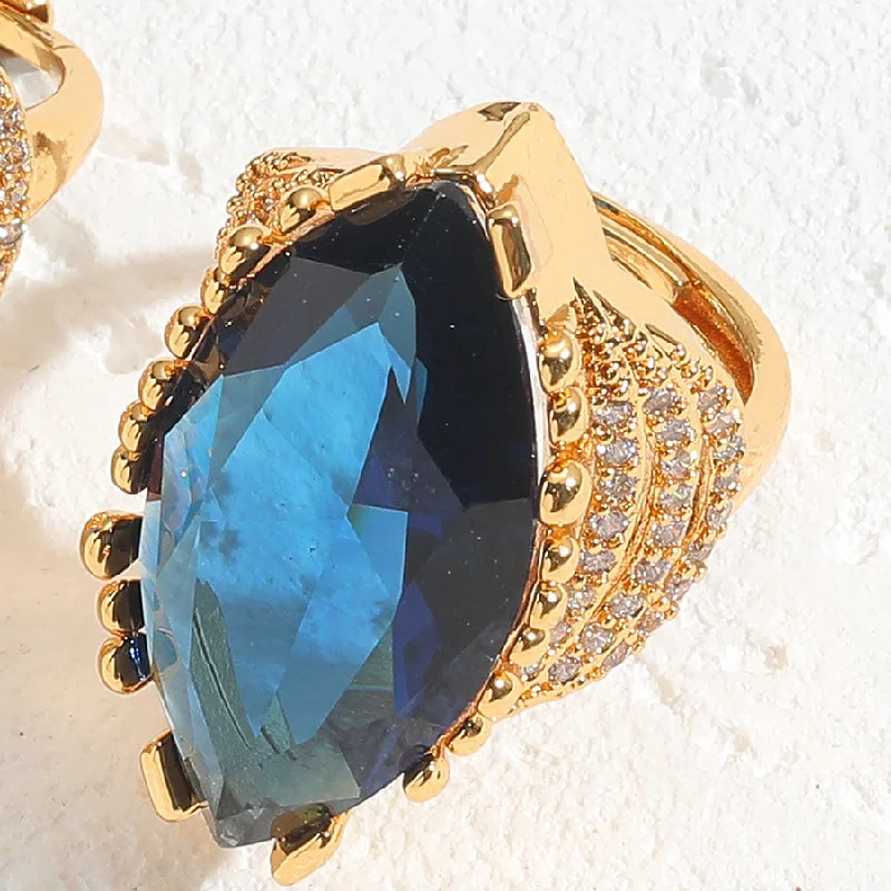 Horse Eye Sapphire Blue Ring