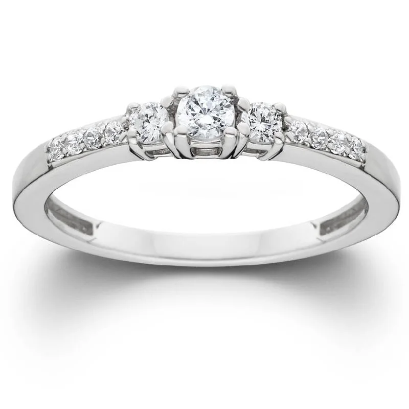 Ladies engagement ring with multiple stones-1/3ct Three Stone Round Diamond Engagement Ring White Gold