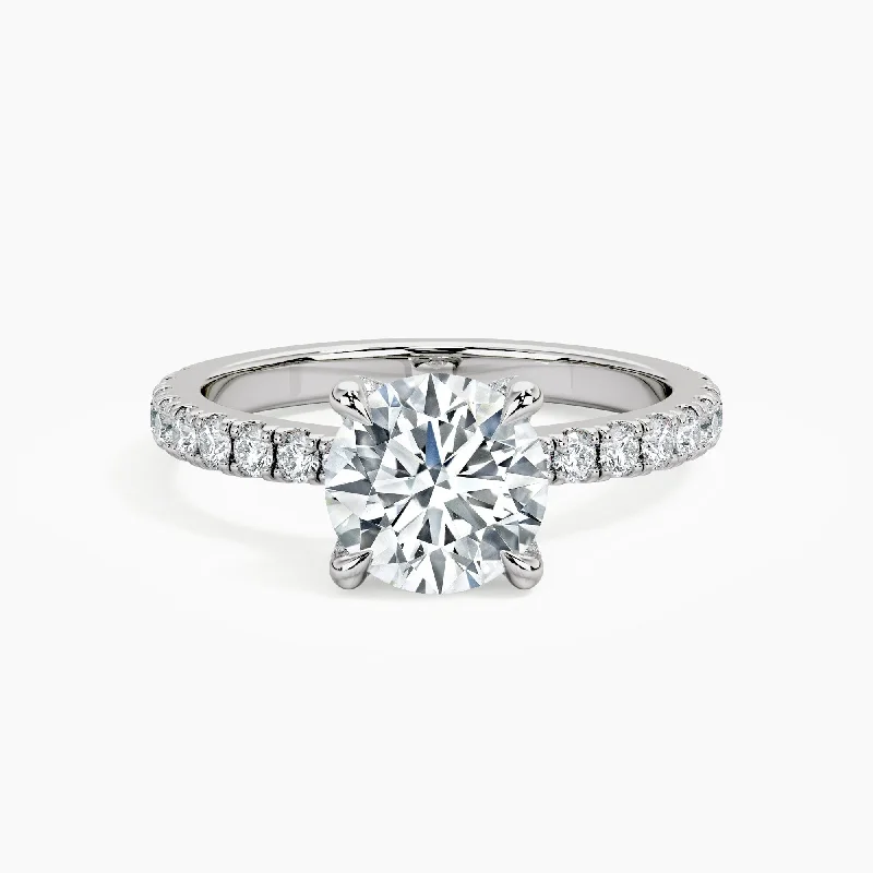 Ladies halo engagement ring-Auriya 14kt White Gold Lab Grown Round Diamond with Accent Engagement Ring (F-G, VS)