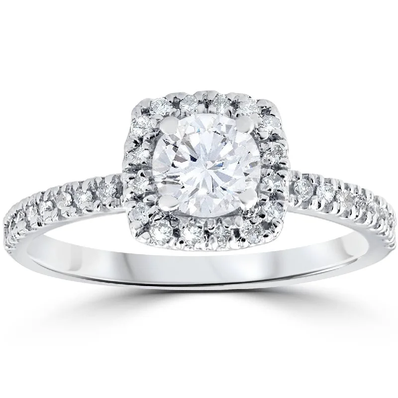 Ladies sapphire engagement ring-Platinum 1/2 ct T.W. Diamond Engagement Cushion Halo Ring EX3 Lab Grown