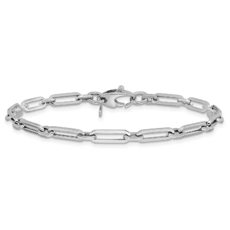 Ladies sterling silver bracelet-Curata 14k White Gold 7" or 8" 4mm Polished Flat OvalPaperclip Link Bracelet