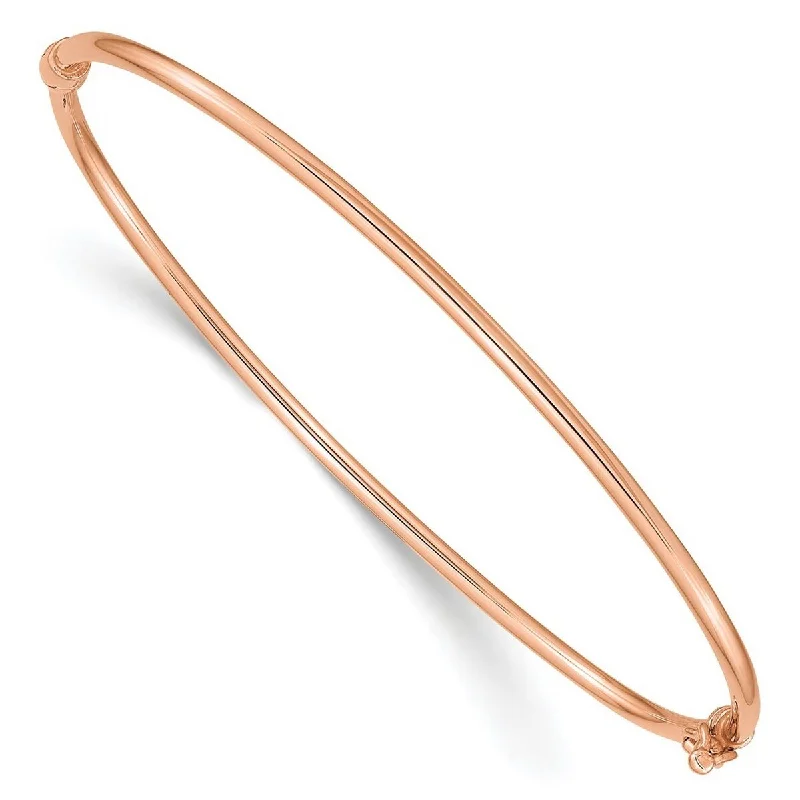 Ladies beaded stretch bracelet-Curata 14k Rose Gold 7" 2mm Hinged Bangle Bracelet for Women