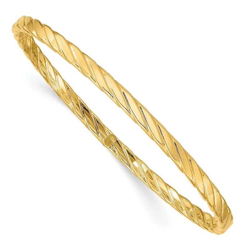 Ladies luxury silver bracelet-Curata 10k Yellow Gold 4mm Textured Twist Slip on Bangle Bracelet