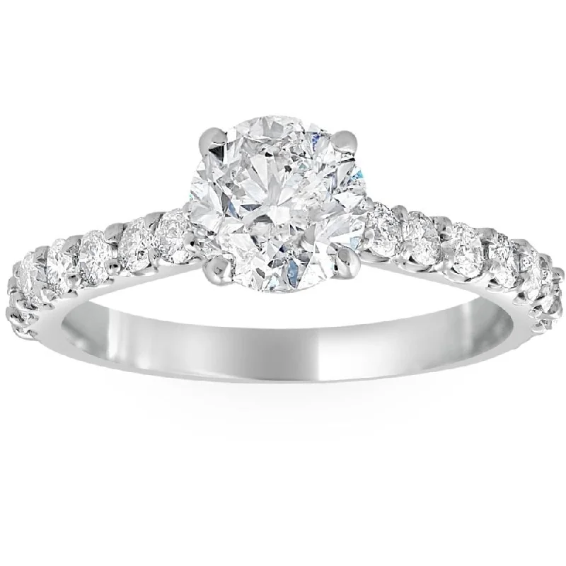 Ladies unique engagement ring-Platinum 1 1/4 Ct TDW Round Round Cut Diamond Engagement Ring