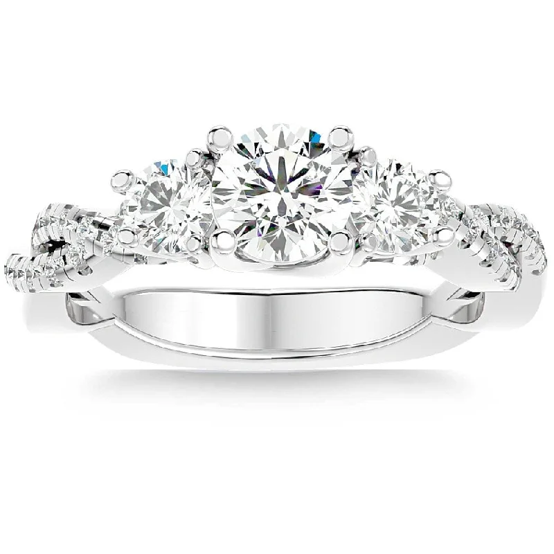 Ladies cushion cut engagement ring-1 1/4Ct Diamond & Moissanite Accent Engagement Ring in Gold