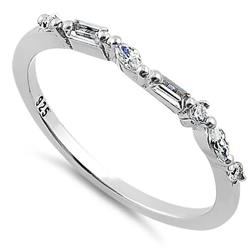 Ladies personalized name ring-Sterling Silver Simple Cluster Clear CZ Ring