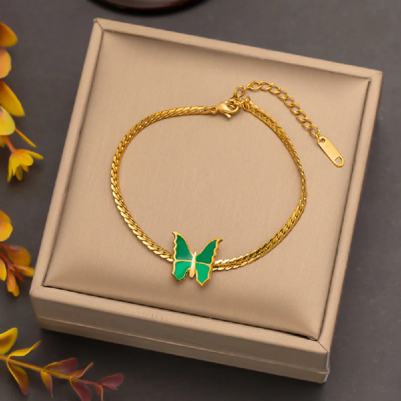 Bracelet Green Butterfly Gold