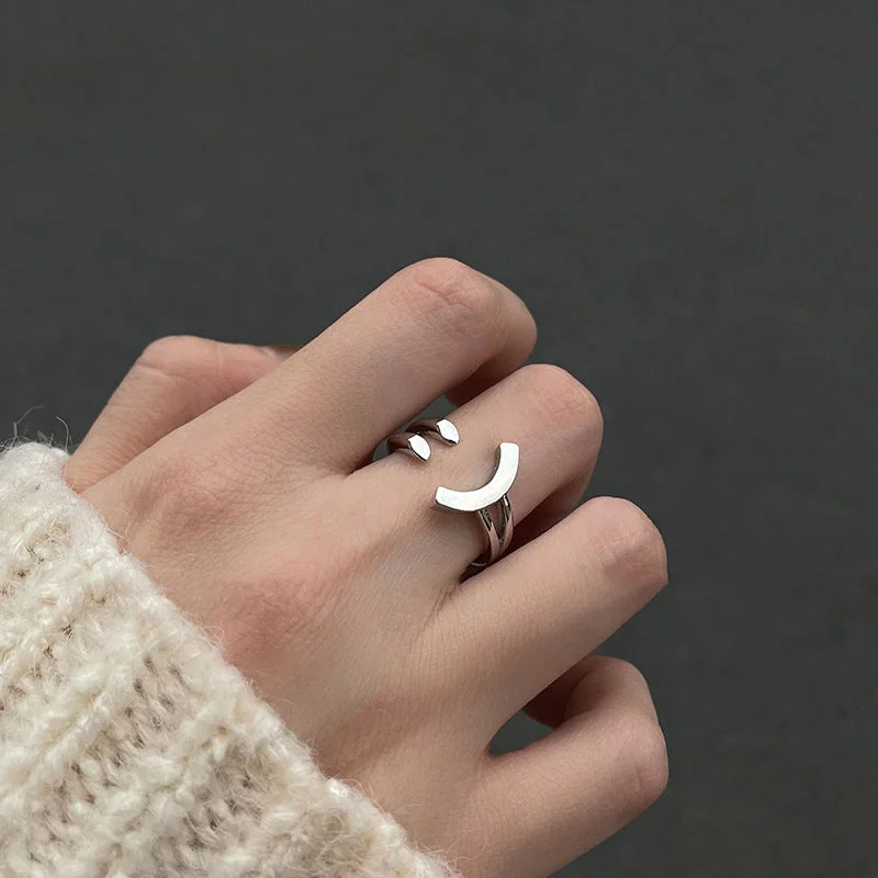 40# Smiling Face Opening Ring