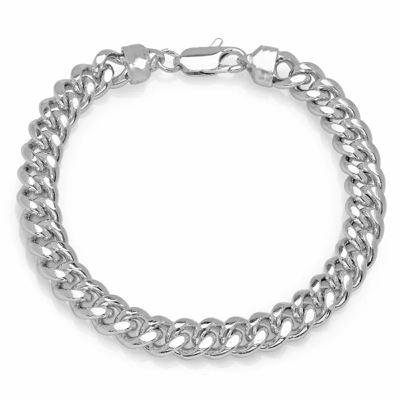 Ladies minimalist gold bracelet-Sterling Essentials Men's 8.5-inch Cuban Link Bracelet