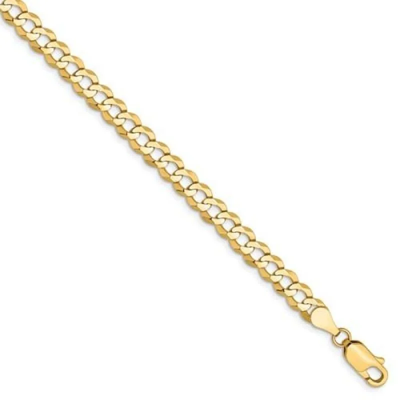 Ladies adjustable gold bracelet-14k 4.7mm Solid Polished Light Flat Cuban Bracelet