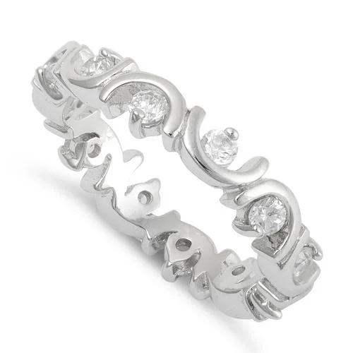 Ladies vintage ring-Sterling Silver Unique Eternity CZ Ring