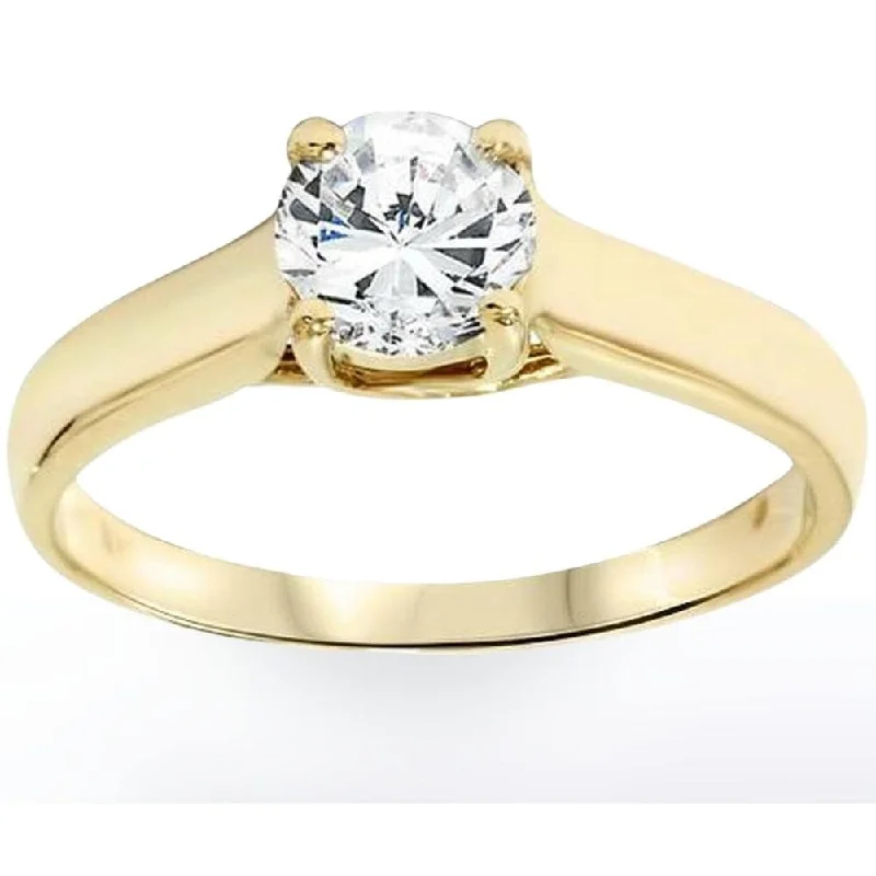 Ladies vintage diamond engagement ring-1ct Diamond Solitaire Engagement Ring Yellow Gold