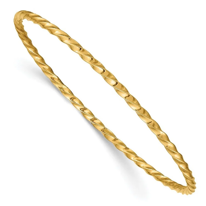 Ladies cuff bangle-Curata 10k Yellow Gold 8" 2.5mm Twisted Slip on Bangle Bracelet