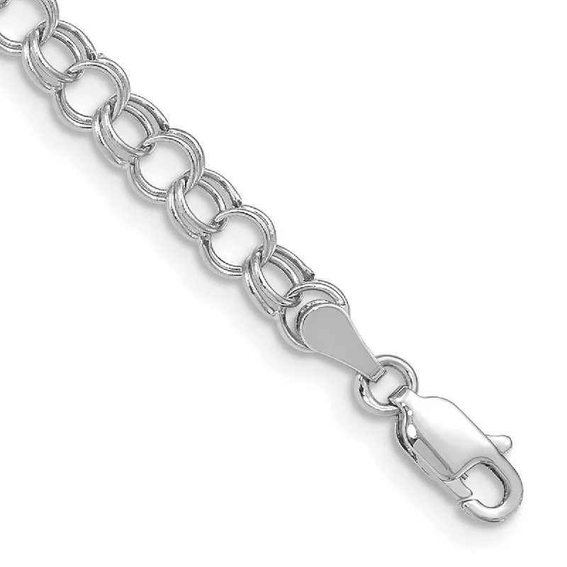 Ladies classic bracelet-Curata 10k White Gold 5mm Hollow Double Link Charm Bracelet Options: 7" 8"