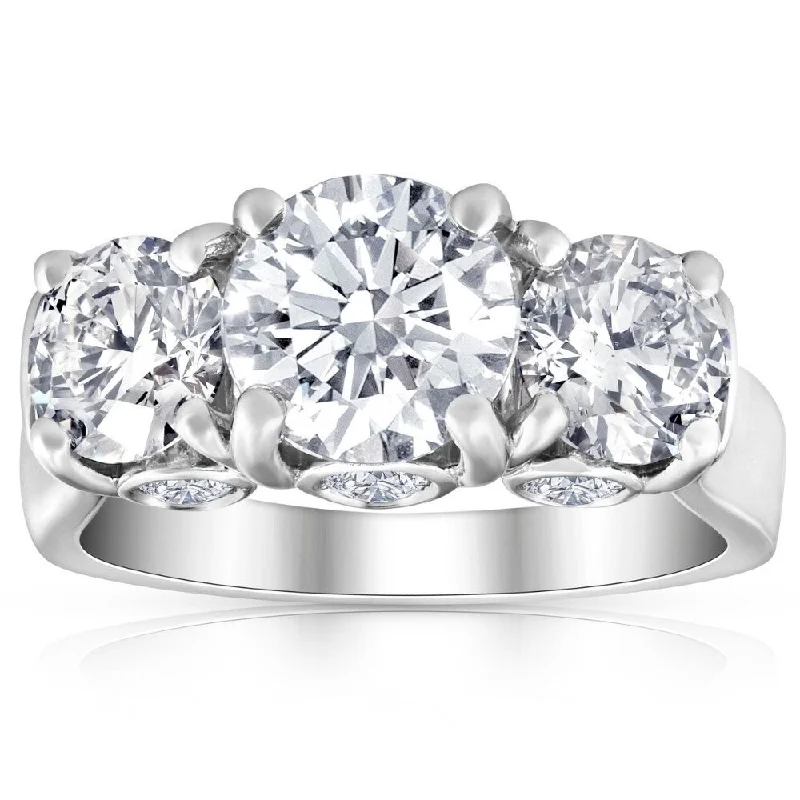 Ladies budget engagement ring-4 5/8 Ct TW Three Stone Diamond Engagement Ring White Gold Lab Grown