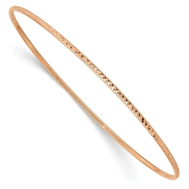 Ladies chunky bracelet-Curata 10k Rose Gold 8" 1.5mm Polished Thin Slip on Bangle Bracelet