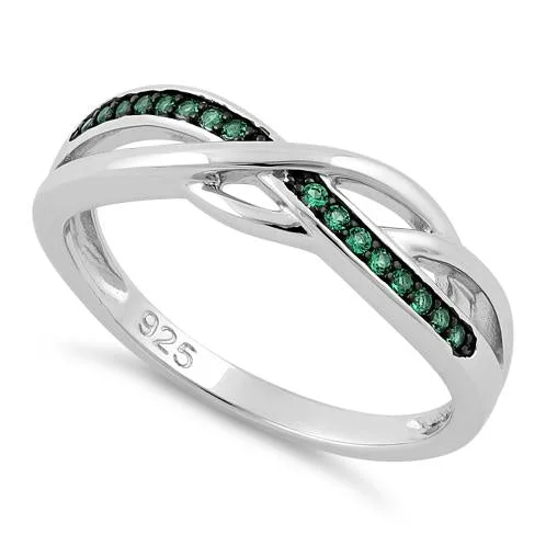 Ladies cubic zirconia ring-Sterling Silver Free Form Emerald CZ Ring