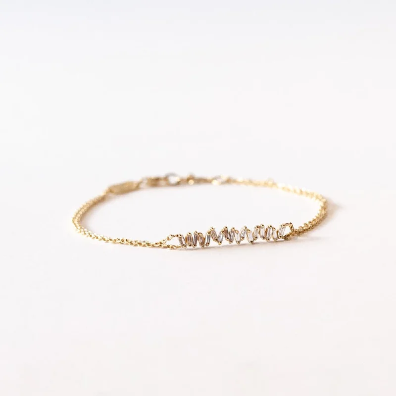 Ladies silver chain bracelet-Suzanne Kalan | 18k Diamond Bar Chain Bracelet